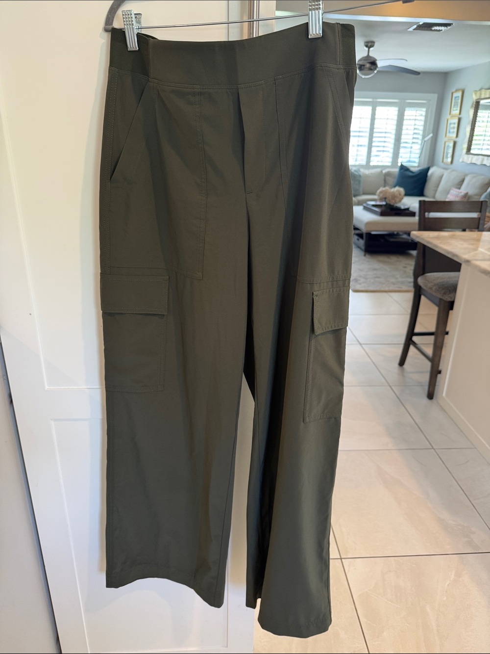 Athleta Olive Green Wide-Leg Cargo Trousers